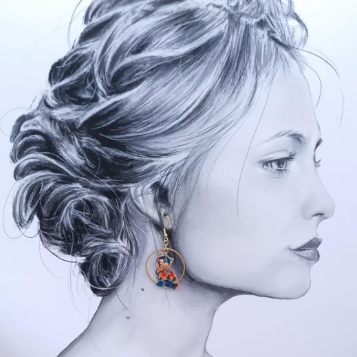 Boucles d'oreilles chats en liberty Ciara pétrole Boucles d'oreilles chats en liberty Ciara pétrole