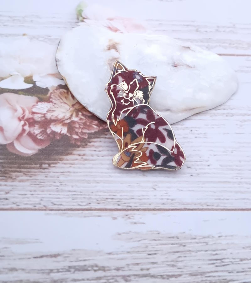 Broche Chat en liberty Margareth annie écureuil
