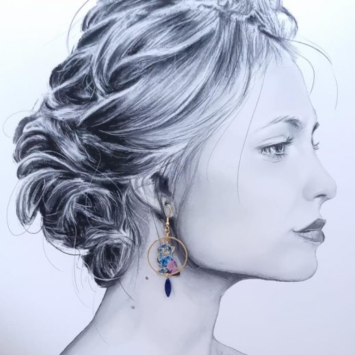 Boucles d'oreilles chats en liberty Purley Meadow marine Boucles d'oreilles chats en liberty Purley Meadow marine