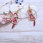 Boucles d'oreilles chats en liberty Capel rubis