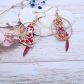 Boucles d'oreilles chats en liberty Capel rubis