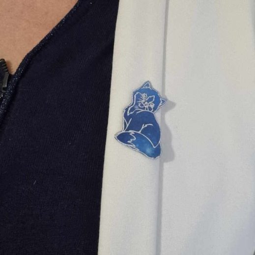 broche chat en tissu féérie bleu broche chat en tissu féérie bleu