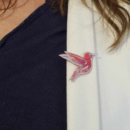 Broche Colibri en liberty Betsy Candy Kiss Broche Colibri en liberty Betsy Candy Kiss