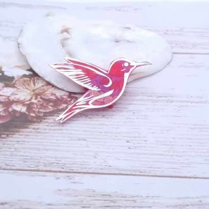 Broche Colibri en liberty Betsy Candy Kiss