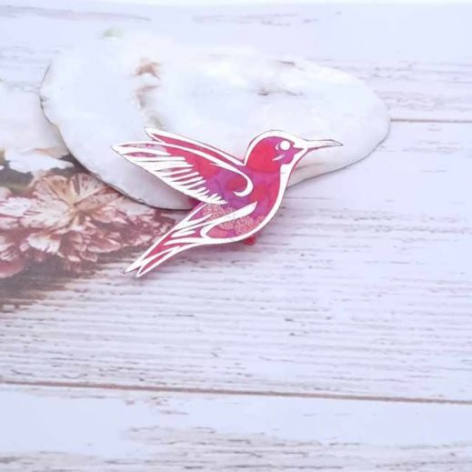 Broche Colibri en liberty Betsy Candy Kiss