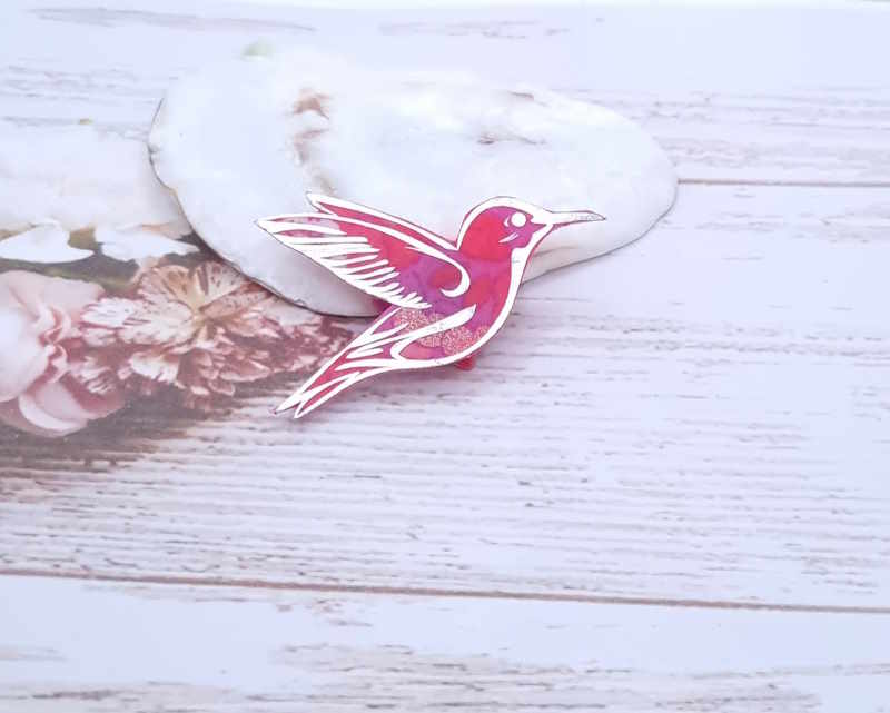 Broche Colibri en liberty Betsy Candy Kiss