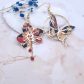 Boucles d'oreilles papillon et orchidée en liberty dreams of summer burnt