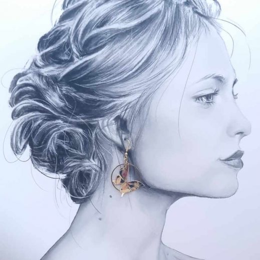 Boucles d'oreilles papillon et orchidée en liberty dreams of summer burnt Boucles d'oreilles papillon et orchidée en liberty dreams of summer burnt