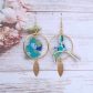 Boucles d'oreilles oiseau Paille en queue et L'île Maurice en tissu japonais Sakura bleu