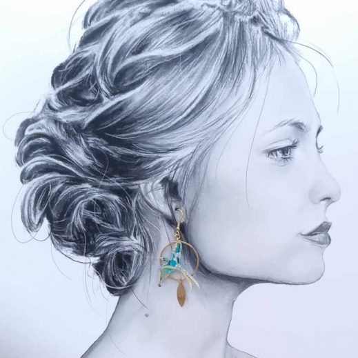 Boucles d'oreilles oiseau Paille en queue et L'île Maurice en tissu japonais Sakura bleu Boucles d'oreilles oiseau Paille en queue et L'île Maurice en tissu japonais Sakura bleu