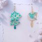 Boucles d'oreilles colibri et Magnolia en TISSU Zazen menthe