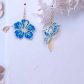Boucles d'oreilles oiseau colibri 3 et hibiscus en Petit Pan Zazen outremer