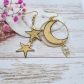 Boucles d'oreilles Lune et étoiles en Tissu japonais Moiré doré
