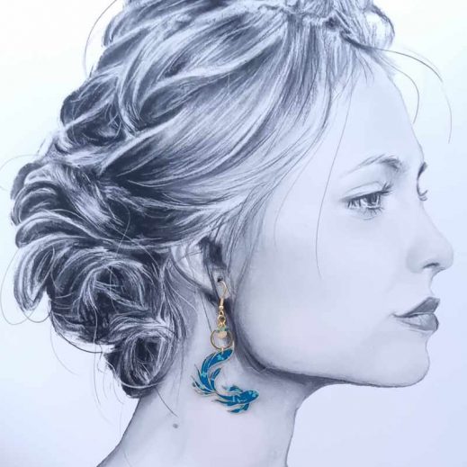 Boucles d'oreilles poisson en Tissu Capel canard Boucles d'oreilles poisson en Tissu Capel canard