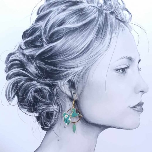 Boucles d'oreilles Colibri et Guadeloupe en Liberty Donna leigh Jade Boucles d'oreilles Colibri et Guadeloupe en Liberty Donna leigh Jade