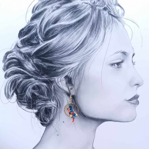 Boucles d'oreilles loutres en TISSU liberty Ciara pétrole Boucles d'oreilles loutres en TISSU liberty Ciara pétrole