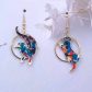 Boucles d'oreilles loutres en TISSU liberty Ciara pétrole