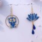 Boucles d'oreilles Panda et lotus en Liberty Emma and Georgina bleu