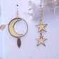 Boucles d'oreilles Lune et étoiles en Tissu japonais Moiré doré
