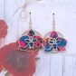 Boucles d'oreilles orchidées en liberty Ciara pétrole