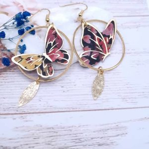 Boucles d'oreilles papillons en liberty dreams of summer burnt