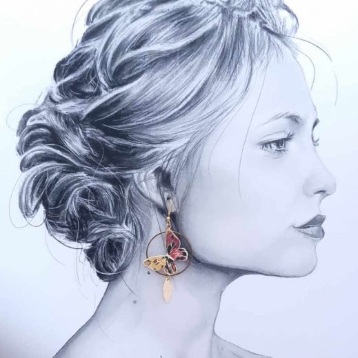 Boucles d'oreilles papillons en liberty dreams of summer burnt Boucles d'oreilles papillons en liberty dreams of summer burnt