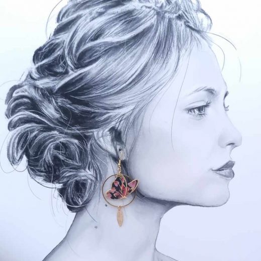 Boucles d'oreilles papillons en liberty dreams of summer burnt Boucles d'oreilles papillons en liberty dreams of summer burnt