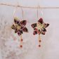 Boucles d'oreilles grandes créoles Fleurs de Tiaré en tissu Liberty dreams of summer burnt