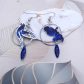 Boucles d'oreilles colibri et Martinique en Tissu liberty Capel indigo