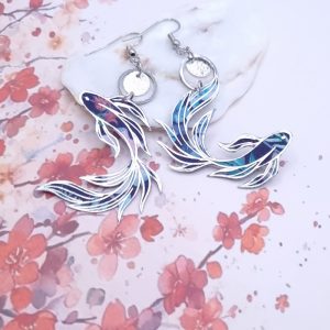 Boucles d'oreilles poisson en Tissu Liberty purley meadow marine