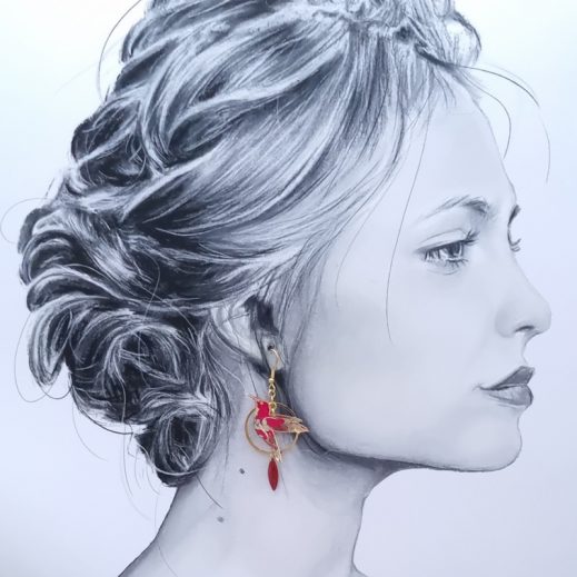 boucles d'oreilles colibri et lys capel rubis boucles d'oreilles colibri et lys capel rubis