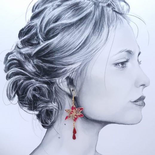 boucles d'oreilles colibri et lys capel rubis boucles d'oreilles colibri et lys capel rubis