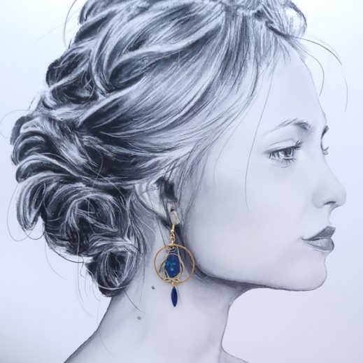 Boucles d'oreilles Pingouin en TISSU liberty Erica bleu Boucles d'oreilles Pingouin en TISSU liberty Erica bleu