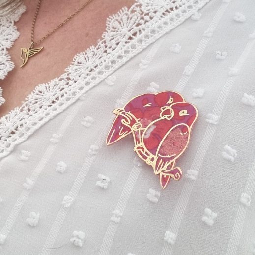 Broche Inséparables en liberty Betsy Candy Kiss Broche Inséparables en liberty Betsy Candy Kiss