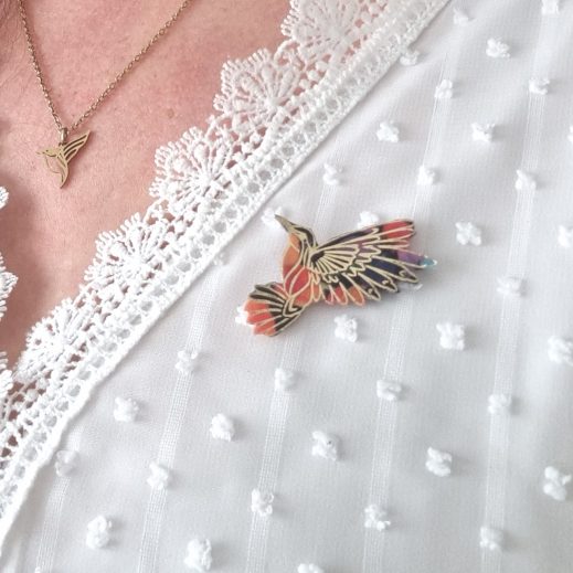 broche colibri en liberty dreams of summer multicolore broche colibri en liberty dreams of summer multicolore