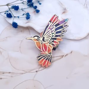 Broche Colibri en liberty dreams of summer multicolore