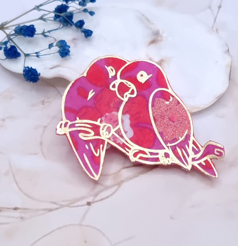 Broche Inséparables en liberty Betsy Candy Kiss