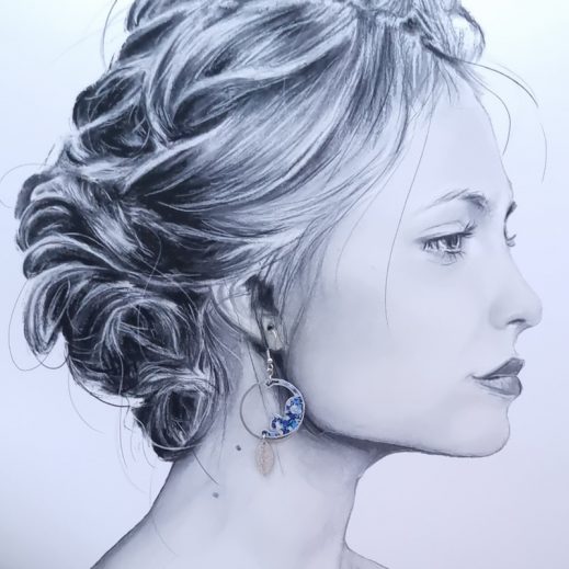 Boucles d'oreilles chats en liberty Pepper bleu Boucles d'oreilles chats en liberty Pepper bleu