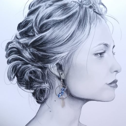 Boucles d'oreilles chats en liberty Pepper bleu Boucles d'oreilles chats en liberty Pepper bleu