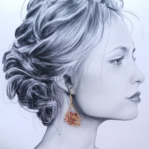 Boucles d'oreilles lotus en TISSU liberty Ciara fauve Boucles d'oreilles lotus en TISSU liberty Ciara fauve