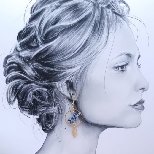 Boucles d'oreilles chats en liberty Pepper bleu Boucles d'oreilles chats en liberty Pepper bleu