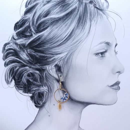 Boucles d'oreilles chats en liberty Pepper bleu Boucles d'oreilles chats en liberty Pepper bleu