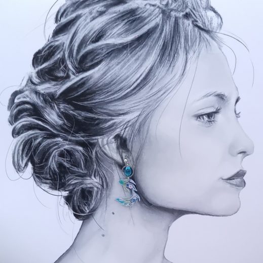 Boucles d'oreilles poisson médium en Tissu japonais sakura bleu Boucles d'oreilles poisson médium en Tissu japonais sakura bleu