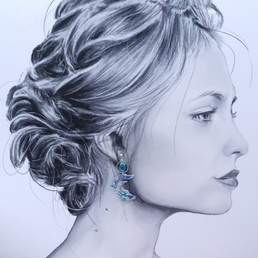 Boucles d'oreilles poisson médium en Tissu japonais sakura bleu Boucles d'oreilles poisson médium en Tissu japonais sakura bleu