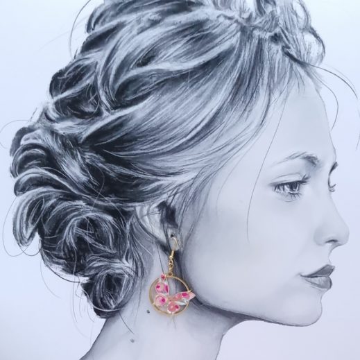 Boucles d'oreilles Papillon et gingko en tissu liberty Wiltshire summer garden Boucles d'oreilles Papillon et gingko en tissu liberty Wiltshire summer garden