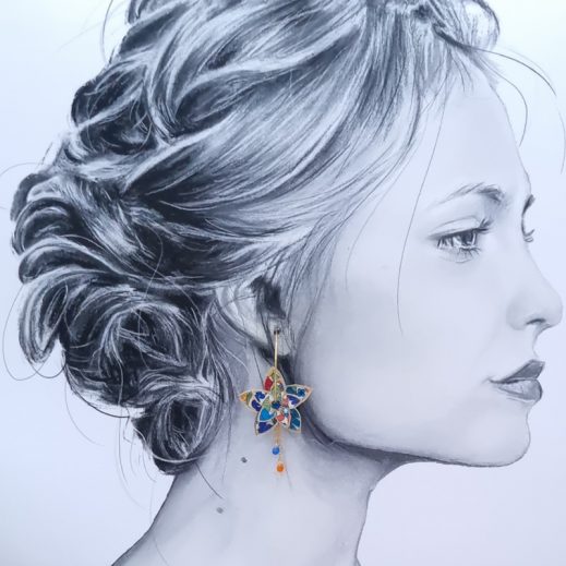 Boucles d'oreilles grandes créoles fleurs de tiaré en TISSU margareth annie orange Boucles d'oreilles grandes créoles fleurs de tiaré en TISSU margareth annie orange