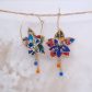 Boucles d'oreilles grandes créoles fleurs de tiaré en TISSU margareth annie orange
