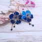 Boucles d'oreilles grandes créoles fleurs de cerisier en TISSU liberty féérie bleue