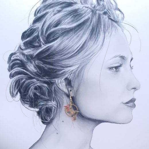 Boucles d'oreilles oiseau colibri 3 en liberty Faria noir Boucles d'oreilles oiseau colibri 3 en liberty Faria noir