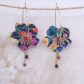 Boucles d'oreilles grandes créoles fleurs de cerisier en TISSU liberty Dream of summer